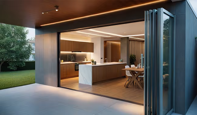 Open bi-fold door system